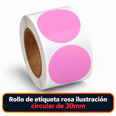Rollo de etiqueta Ilustración Circular Rosa 30 Diametro (B40 ROLLO x 1000)